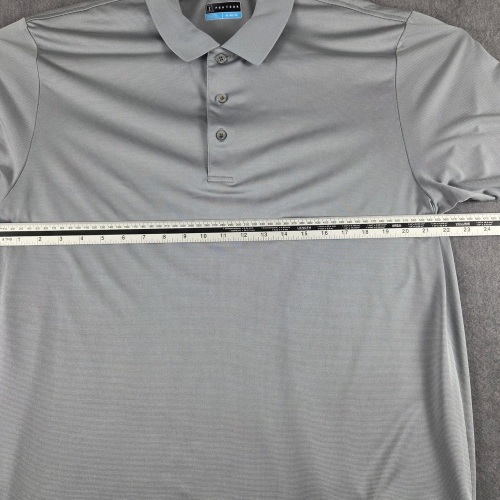 PGA Tour Mens XL Gray‎ Short Sleeve Performance Golf Polo Shirt Textured Active - Picture 5 of 7